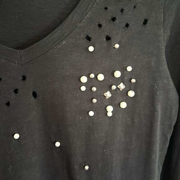 ZARGA women’s size small Black long sleeved long tailed top, with pearls. - Picture 4 of 10